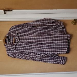 Men's Haggar no iron long sleeve dress shirt plaid XL